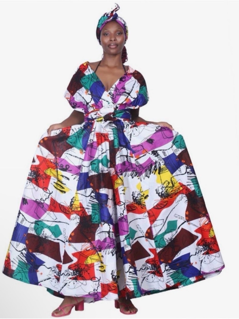 Multicolor Abstract Print Infinity Jumpsuit - Picture 3 of 4